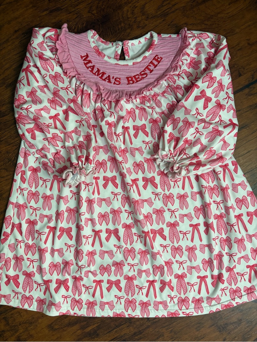 Mama's Bestie Pink Bow Print Dress